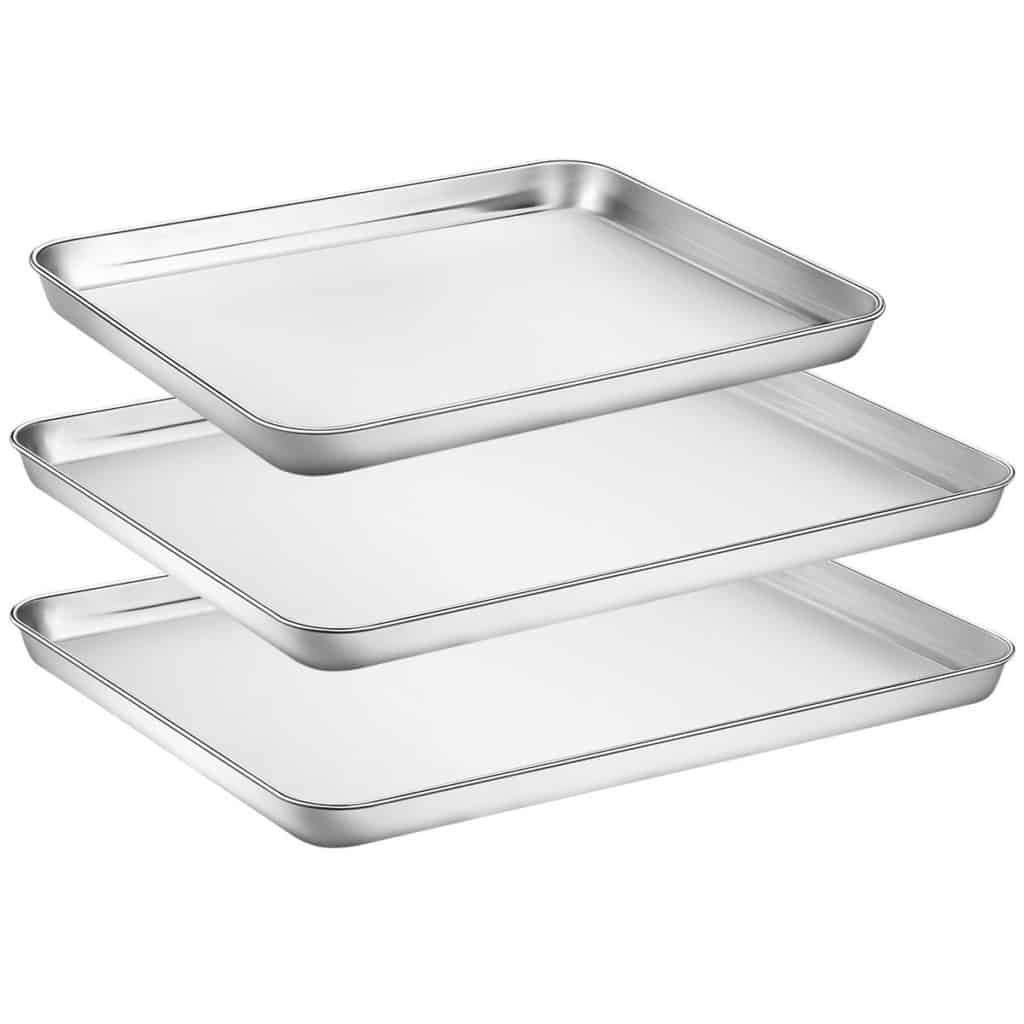 HKJ Chef Baking Pans 3-Pieces Stainless Steel Cookie Sheets