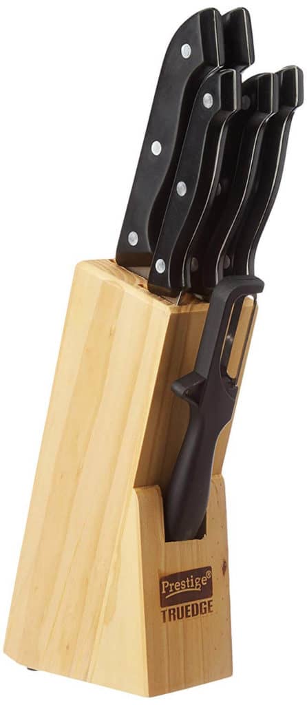 Prestige Tru-Edge Kitchen Knife Set with Wooden Block - Best Knife Set for Kitchen in India!